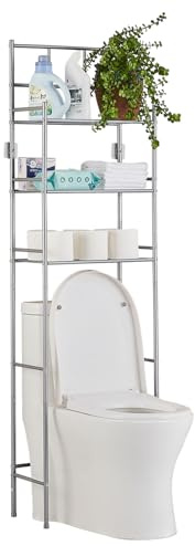 CELORVINI Toilettenregal, 3-stufiges Aufbewahrung über der Toilette, Freistehendes Waschmaschinenregal aus Metall, Platzsparendes WC Regal Toilettenschrank für Bad, Toilette, Waschküche, Grau