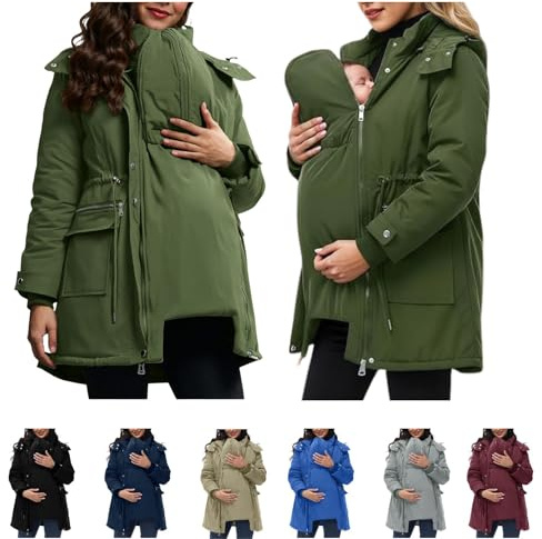 Maternity 3 in 1 Thicken Winter Coats Quilted Carrier Maternity Jackets Pregnancy Kangaroo Puffer Down Warm Hooded Parka