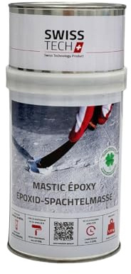 SwissTech Epoxid-Spachtelmasse 1,33 KG – 2K Epoxidharz Reparaturspachtel für Beton, Estrich und Risse – Schnelltrocknend, Schleifbar, Hochfest – für Boden, Wand, Garage und Keller
