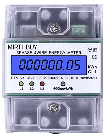 Compteur électrique numérique 220/380 V 5-80 A - Consommation d'énergie : 220/380 V - Compteur électrique numérique - Compteur CA 3 phases - 4 fils KWh - Compteur intermédiaire LCD pour systèmes