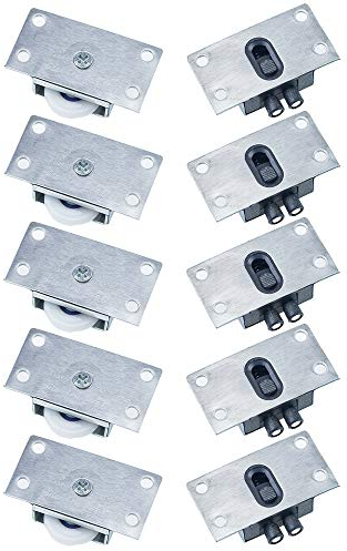 Gurxi Schiebetür Rollen, 10 Stück, Schieberollen für Kleiderschrank Räder Schieberäder Silber, für Schiebetüren von Schränken, Fenstern, Schuhschränken, Vitrinen, Anti-Rost, Rostfreier Stahl