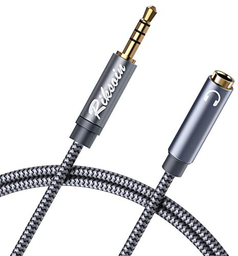 RIKSOIN Kopfhörer Verlängerungskabel, 4 Polig TRRS 3,5mm Stereo Audio Verlängerung Kabel aux Klinke Verlängerung für Headset, iPod/iPhone/iPad, Smartphones,Tablets (2,4 m)