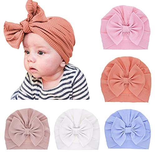 Happy Cherry Baby Turban Set Mädchen Neugeboren Stirnband Haarband Schleife Mütze Baumwolle Stretch Headwear Kleinkind Haarreifen Head Wrap Hut Farbig H Set 1