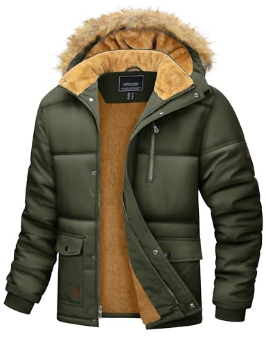 MAGCOMSEN Winter Coats for Men Fleece Lined Warm Water Repellent Windproof Heavy Parka Winter Coat with Hood