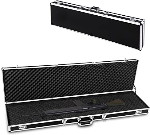 GYMAX Mallette Fusil, Mallette en Aluminium 134×35×12 CM, Valise à Fusil avec Serrure à Combinaison, Étui pour Arme et Objets de Valeur