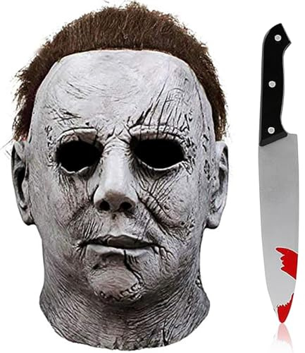 SINSEN Michael Myers Mask Halloween Scary Kills Mask Horror Latex Full Head Mask Michael Myers Mask Cosplay Costume Props