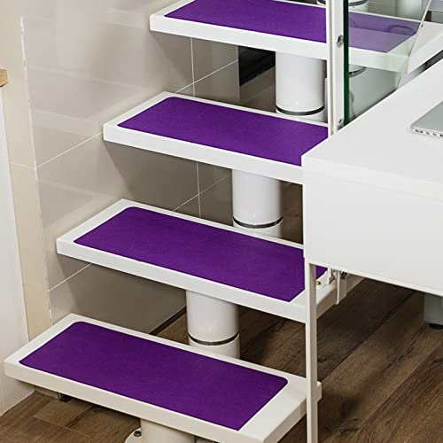 LTL 10 Stück rutschfeste Treppenstufen, Nicht Gewebte Einfarbige Treppenbodenmatte, Kleberfreie Selbstklebende Stufenmatte Für Zuhause, Waschbar Wiederverwendbar,Lila,65 * 22.5cm