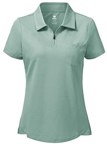 MoFiz Polo Donna Manica Corta Poloshirt Golf Camicia Lavoro Sportiva Estate Top Verde M