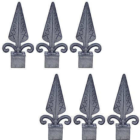 Woogim 6PCS Finials del recinto del ferro del nastro per recinzioni decorative Ferro forgiato punta per 20mm tubo quadrato