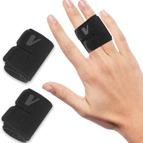 Vanzen 2PCS Finger Splints (No Metal Support), Lightweight OK Cloth Finger Sleeves for Daily & Sports Use, Adjustable Compression Wraps – Double-Finger Design – M