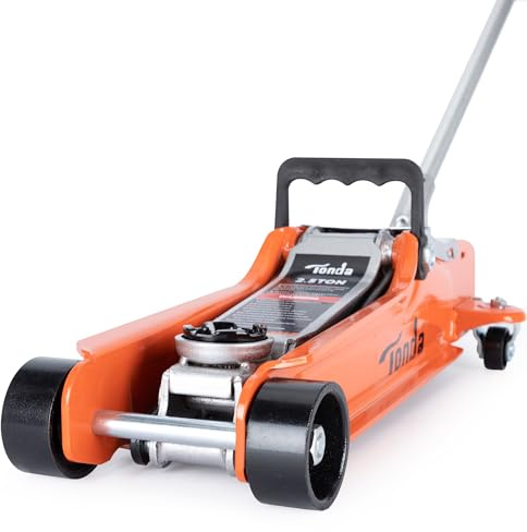 TONDA Low Profile Car Jack, 2.5 Ton (5,000 lb) Hydraulic Trolley Floor Jack for Garage, Home, Shop, Lifting Range 3.35 to 14.57, Orange