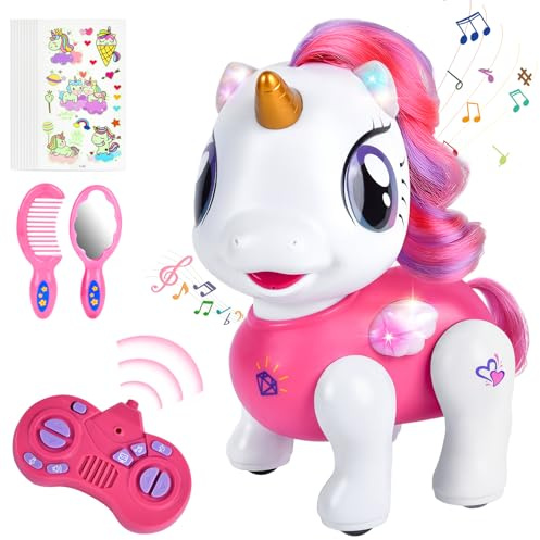 Joellfuner Unicornio Robot Juguete, Control Remoto Robot para Niños Regalo, Juguete Interactivo Programable, Grabación de Sonido, Baile y Música