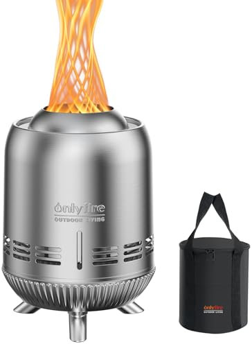 Onlyfire Mini Brasero sans Fumée Foyer Portable de Table Brasero par des Granulés ou du Bois, Foyer de Table avec Sac de Transport, Acier Inoxydable, 15x24cm, Argent
