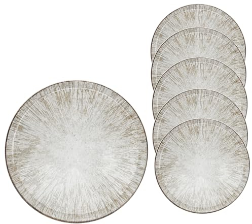 Van Well Kreta Pizzateller Ø 33cm Set 6 | Großes Porzellangeschirr für Pizza & Pasta | Mikrowellenfest, Spülmaschinenfest, Stapelbar