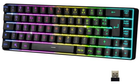 EMPIRE GAMING - 2024 Novedad - Teclado inalámbrico Compacto para Juegos K508 (francés) - WiFi 2.4G/ Type-C - PS4/PS5/PC/Mac - Retroiluminación LED RGB - 23 Teclas Anti-Fantasma - Negro