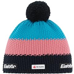 Eisbär Mütze Damen & Herren Star Pompon Ski Austria Mehrfarbig - Merino Wintermütze Unisex mit Fleece für Schutz gegen Wind & Kälte - Bommelmütze weiche warme Strickmütze Haube aus Österreich