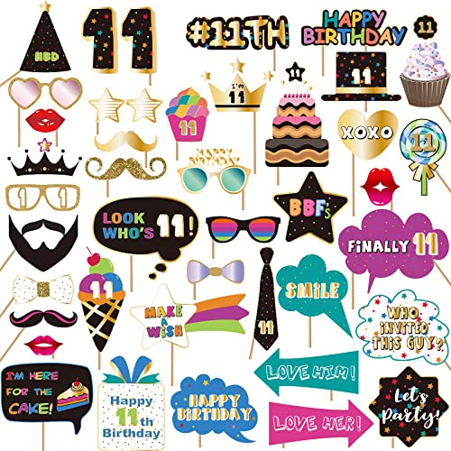 Szhuiher 11th Birthday Photo Booth Props and Party Decorations - Signs and Accessories