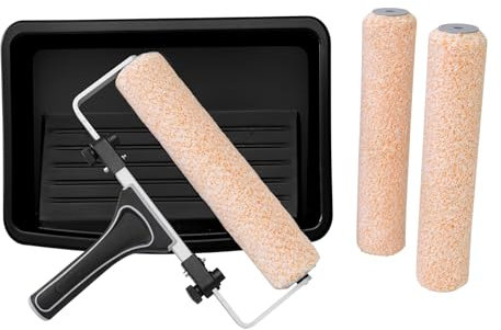 ROLLINGDOG Kit de rouleau de peinture de 30,5 cm – Cadre de rouleau réglable, 3 housses de rouleau en microfibre, plateau de peinture en plastique pour la maison et projets de bricolage (lot de 5)