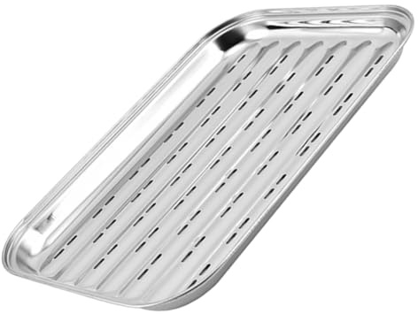COLLBATH Vassoio da Barbecue in Acciaio Inossidabile Rettangolare con Piastra Leggera e Resistente per Grigliate Outdoor per Verdure e Carne