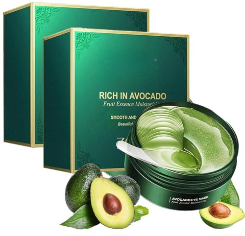 Mascarilla de Aguacate para Ojos (60 unidades). Mascarilla hidratante y nutritiva para reducir las ojeras, hidratar y mejorar la piel del contorno de ojos. Apta para hombres y mujeres.