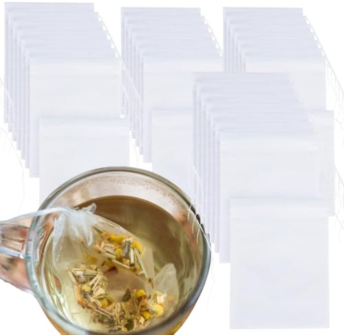 Lot de 400 sachets de thé jetables et compostables | Filtres à Thé en fibre de maïs avec cordon | Grand format 8 * 10 cm | 100% biodégradable | Idéal Thés, Tisanes et Infusions Maison