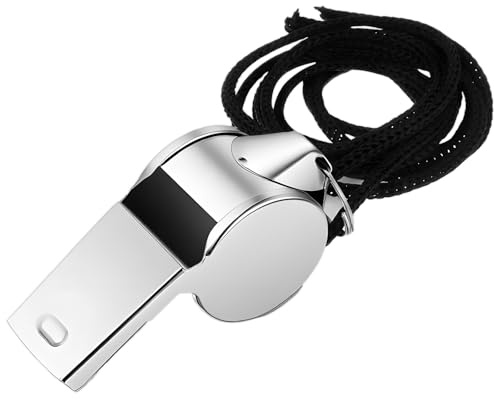 Thinp Sports Whistles, Coaches Whistle with Lanyard Stainless Steel Whistle Loud Crisp Sound Whistles for Coach Teachers Referee Officials and Emergency
