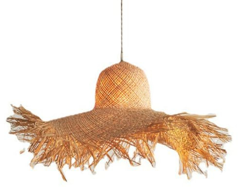 YGZPALH Lampada A Sospensione In Bambù Intrecciato A Mano Con Cappello Costiero Tropicale, 1 Luce Per Isola Cucina, Sala Pranzo, Lampada A Cesto Bambù Intrecciato A Mano 20,4'', Lampadario In Rattan