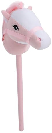 NOENNULL Plysch Tailstock Hästpinneleksak 70 Cm Plysch och PVC Tecknad, Handgjord Hobbyhäst (Rosa)