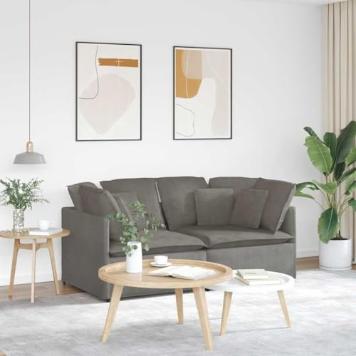 Faucqir Modulär soffa med kudde i ljusgrått gjord av manchestertyg för vardagsrum och gästrum, flexibel hörnsoffa, sittbänk, lounge, mysig bostadsmiljö, hållbara stoppade möbler, 200 x 100 cm