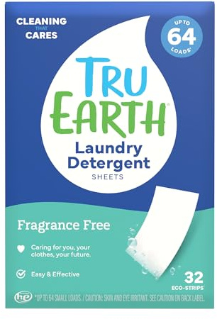Tru Earth Dry Laundry Detergent Sheets, Unscented, 32 Strips