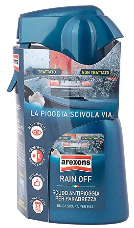 Arexons rain off trigger 200 ml spray idrorepellente auto vetri, repellente pioggia, trattamento vetro auto cristalli puliti, prodotto per scivolamento gocce antipioggia auto, antipioggia parabrezza