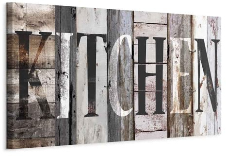 murando - Cuadro en Lienzo Inscripción Kitchen 150x50 cm 1 pieza - Impresión en material tejido no tejido cuadros decoracion salon modernos lienzos decorativos - Casa Madera Cocina m-A-0936-b-a