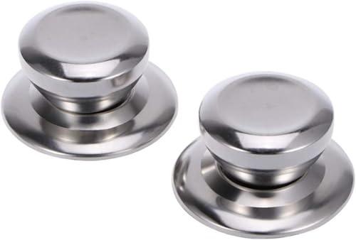 LATRAT - Pomelli per coperchi di pentole in acciaio inossidabile, 2 pezzi universali, sostituibili per utensili da cucina, pomello per coperchio di padella e pentola