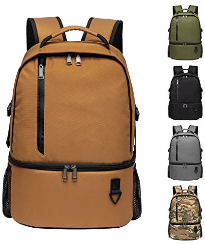 TUGUAN Kühlrucksack 28L, Isolierter Kühltasche Picknickrucksack Doppelte Schicht Klein Thermo Rucksack Männer Frauen mit Flaschenöffner Auslaufsicher Leicht für Camping, Picknick, Reisen, Braun