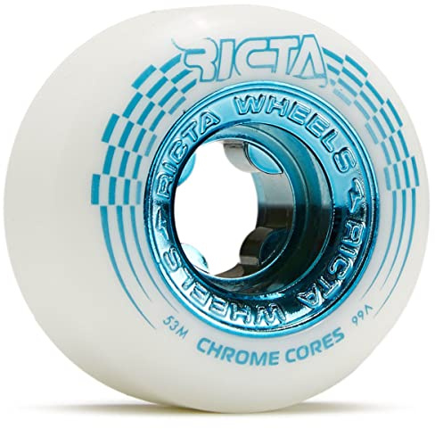Ricta Chrome Core 99a Skateboard Wheels - White/Teal - 53mm