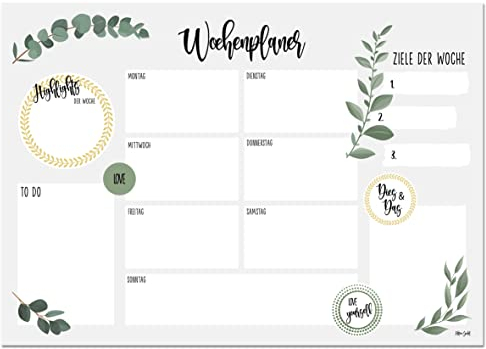 Edition Seidel Schreibtischunterlage Wochenplaner Papier zum Abreißen DIN A3 To Do Schreibunterlage 25 Blatt Papierunterlage Abrissblock Wochenplaner Schreibtisch Tischunterlage Blätter