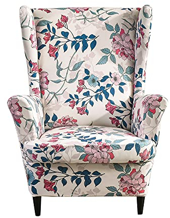 Meigeh Ohrensesselbezüge sesselbezüge für ohrensessel Bedruckte Ohrensesselbezüge Sesselhusse Ohrensessel für Wohnzimmer 2 Teile Abendduft