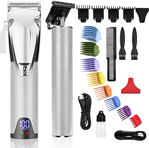 BESTBOMG Maquina Cortar Pelo Hombre Profesional Cortapelos Kit Con Peine-guía, Cortadora de Pelo Hair Trimmer Recortadora de Barba Con Batería Recargable Incorporada 2500mAh/1200mAh