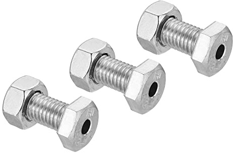 PATIKIL M10x25mm Hollow External Hexagon Screw, 3 Set Cylindrical Lamp Threading Socket Screws Through Hole Bolt with Nut 304 Stainless Steel