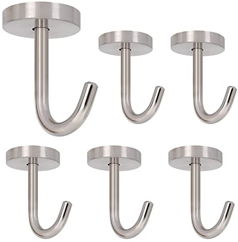 NearMoon Coat Hooks, Wall Mount Hooks for Hanging Hat Hurse Robe, 304 Stainless Steel Heavy Duty Towel Hangers for Bathroom Livingroom Kitchen-Ceiling Hook, 6 Pack (2 Inch, Brushed Nickel)
