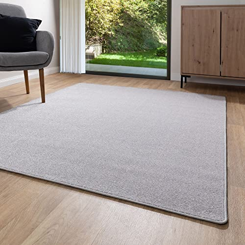 Steffensmeier Kurzflor Teppich Ibiza | Wohnzimmerteppich | Stilvoll | Pflegeleicht | Jugendteppich | Grau, Größe: 120x180 cm