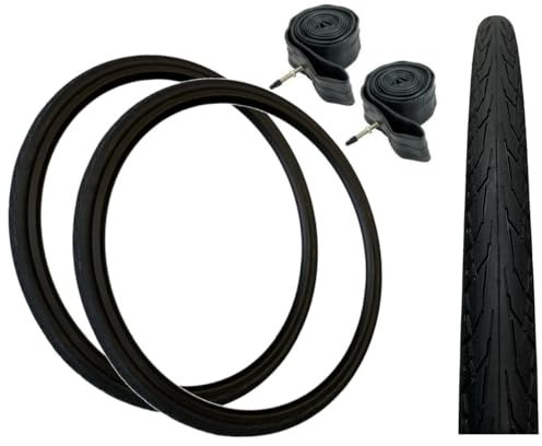 Baldys 700 x 28c Road/Racing Bike Tyres BLACK & Presta Valve Inner Tubes (PACK OF 2)
