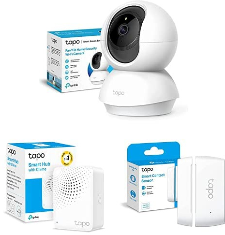 Bundle of TAPO C210, Cámara Wi-Fi interior 3 MP (2K) + Tapo H100, Smart Hub + 2x Tapo T110, Sensor de Contacto Inteligente