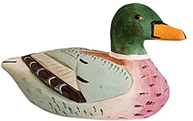 TALKLEK Figura de pato Mallard de madera hecha a mano, exquisita tallado de madera para decoración y decoración del hogar (B)