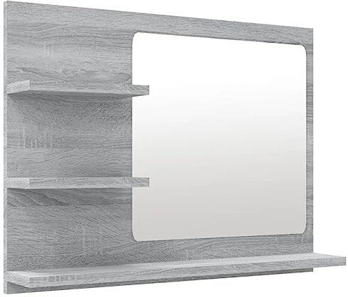 vidaXL Specchio da Bagno Grigio Sonoma 60x10,5x45 cm Legno Multistrato