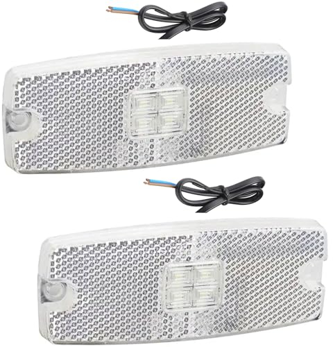 ETUKER 2x Weiß Seitenmarkierungsleuchten LED 10-30v ECE Wasserdicht Front Positionsleuchten Vorderlich Positionsanzeiger für Auto LKW Anhänger Van Wohnwagen
