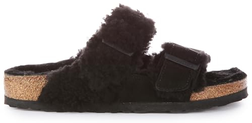 BIRKENSTOCK / Modell: Arizona Split Teddy mit Lammfell/Black-Schwarz/Weite: Normal / 1025581