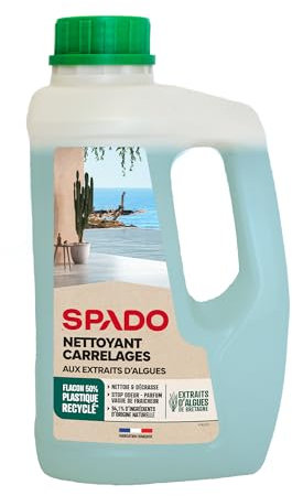 Spado - Nettoyant sols aux extraits d'algues - Elimine les tâches tenaces - 94,1% d'ingrédients d'origine naturelle - Stop odeurs - 1L - Fabrication française