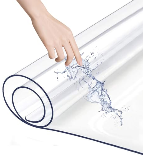 TSKDKIT Schreibtischunterlage Transparent, 100x50cm Schreibunterlage groß PVC Tischschoner Durchsichtige Schreibtischmatte Wasserdicht Rutschfest Runde Kanten Schreibunterlage für Büro und Zuhause