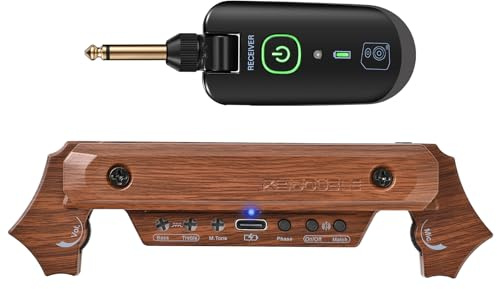 Wireless Acoustic Guitar Pickup Rechargable Magnetic And Microphone Soundhole Pickup For Acoustic Guitar Build-In Volume Control(Wood Grain)